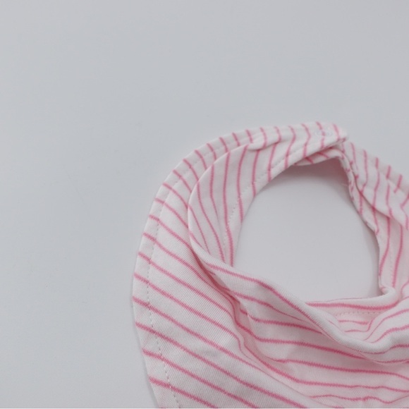 NWT Janie & Jack Baby Girl Bib 100% Cotton Snap Closure Pink Striped - Picture 3 of 8